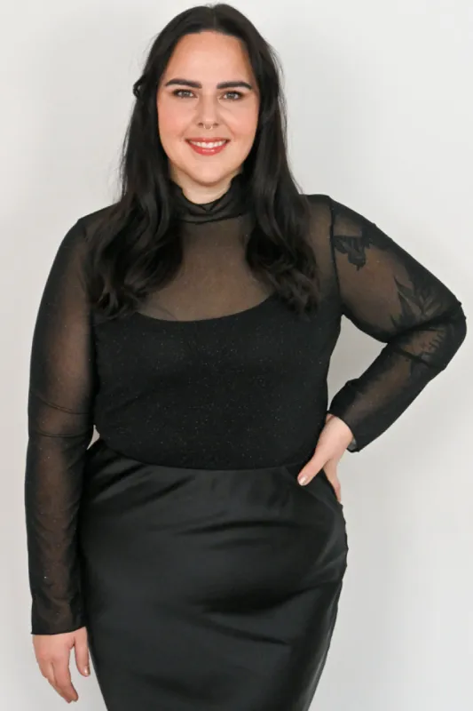 Shimmer Mesh Top (S-3X) sold by Valencia Boutique