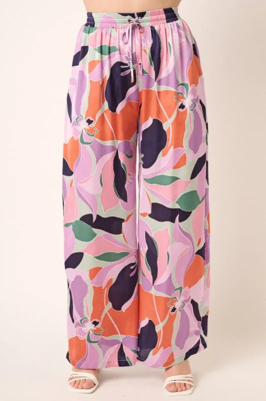 Print Satin Pant (S-2X) sold by Valencia Boutique