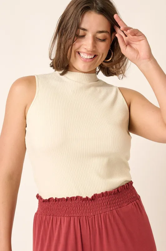 CURVE Mock Neck Ribbed Top sold by Valencia Boutique