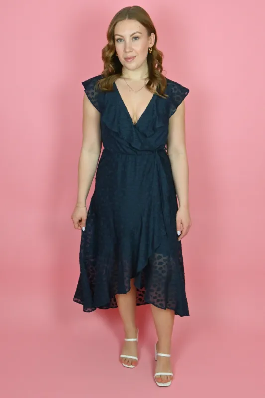 Ruffle Midi Wrap Dress (XS-XXL) sold by Valencia Boutique