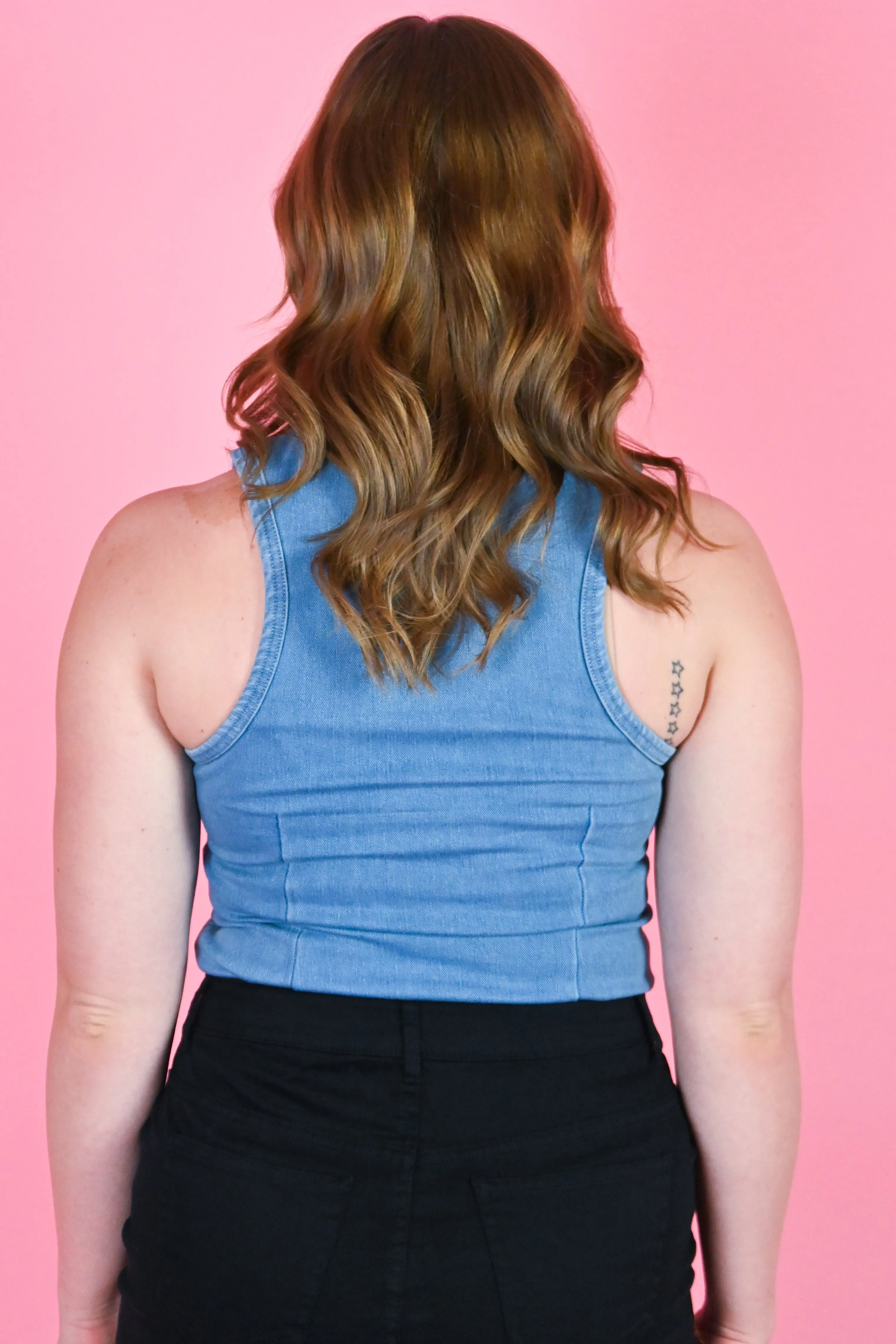 Adina Stretch Denim Tank sold by Valencia Boutique product image thumbnail 2