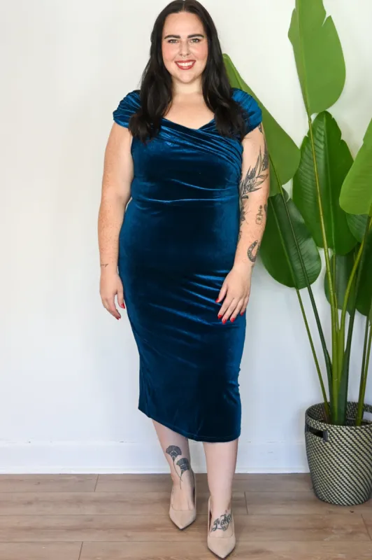 Audrey Velvet Midi Dress sold by Valencia Boutique