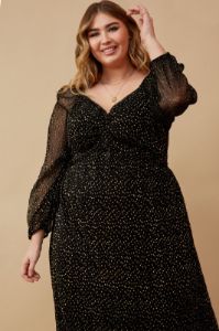 CURVE Gold Fleck Midi Dress sold by Valencia Boutique