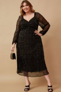 CURVE Gold Fleck Midi Dress sold by Valencia Boutique