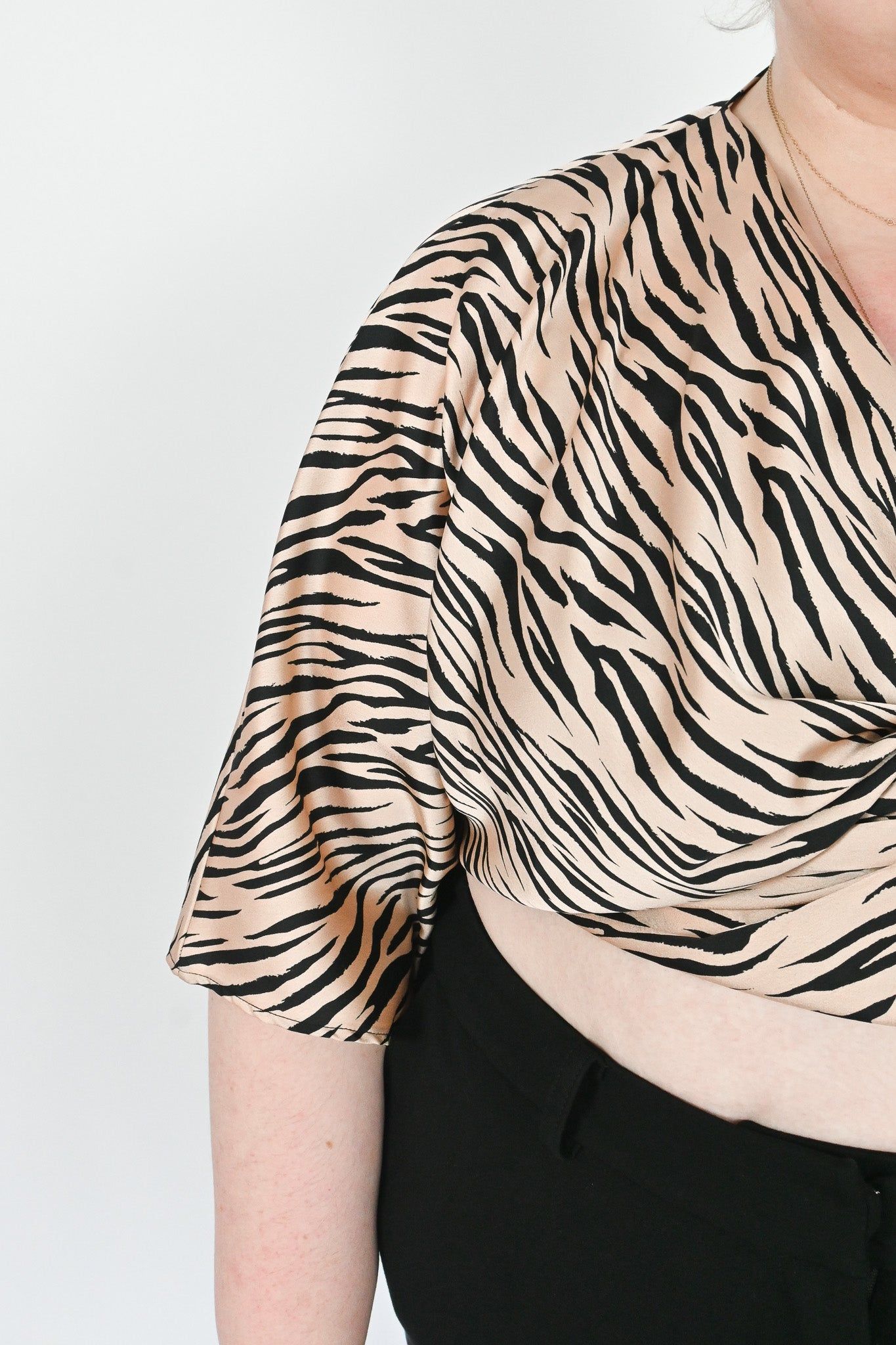 Front Twist Satin Blouse (S-3X) sold by Valencia Boutique product image thumbnail 3