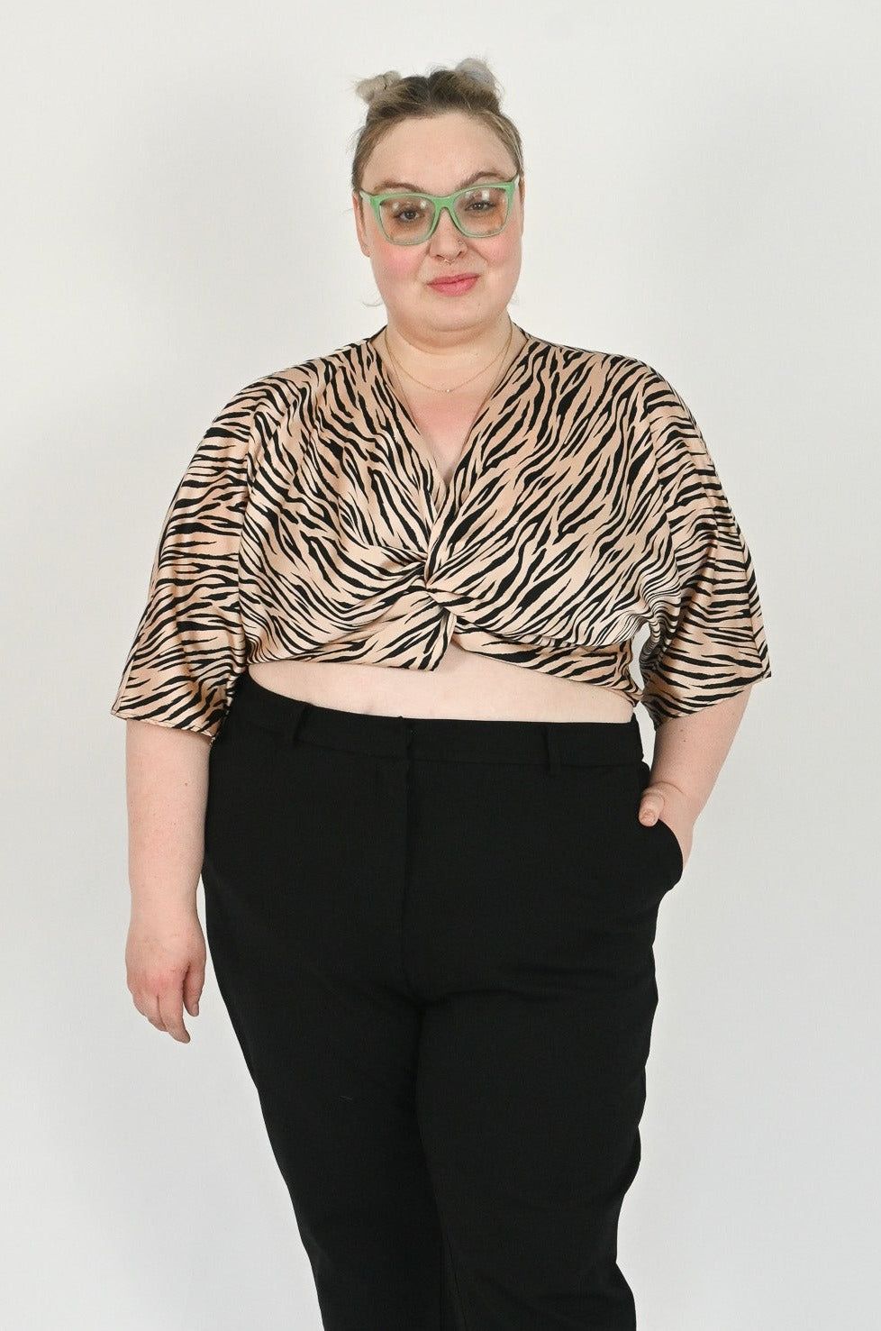 Front Twist Satin Blouse (S-3X) sold by Valencia Boutique product image thumbnail 2