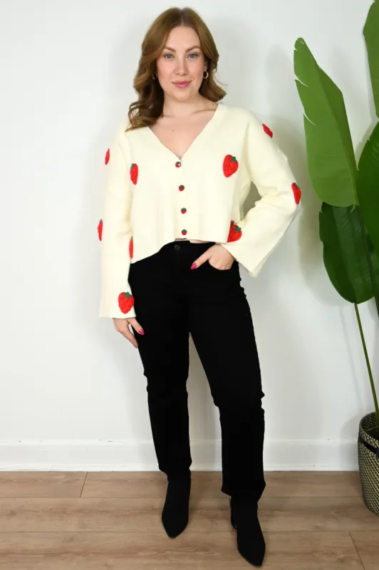 Strawberry Cardigan (S-3X) sold by Valencia Boutique