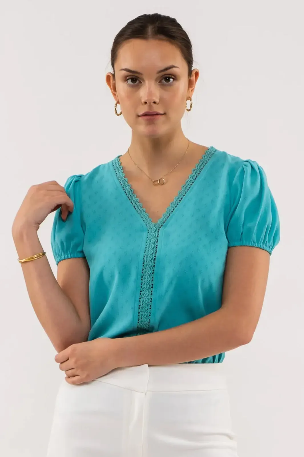 Lace Trim Blouse (S-3X) sold by Valencia Boutique product image thumbnail 3