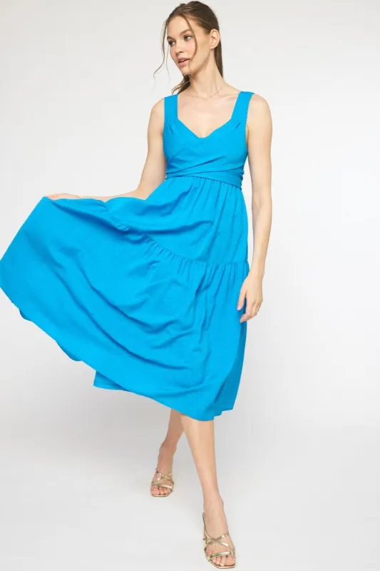 Criss Cross Tie Back Midi sold by Valencia Boutique