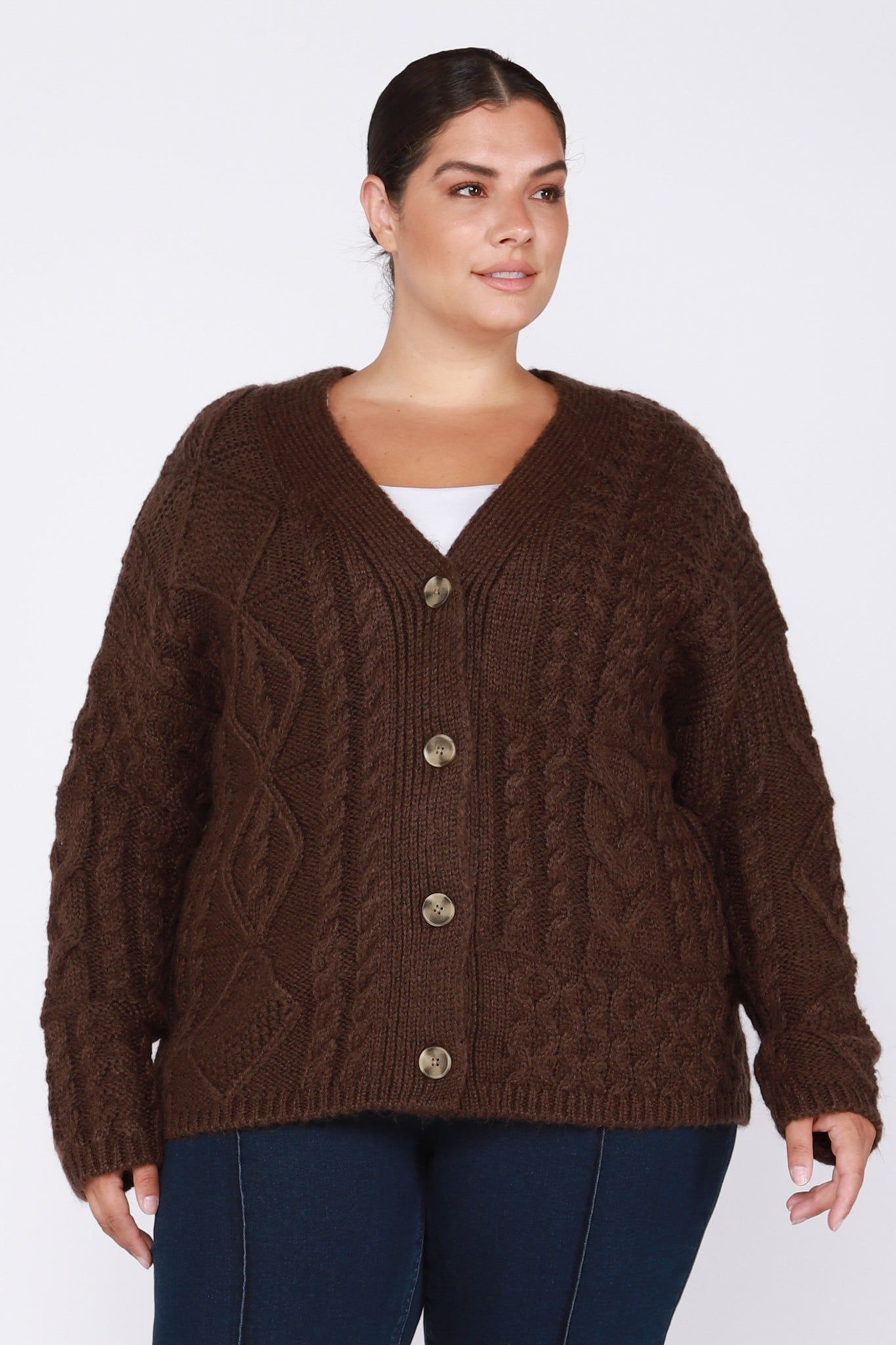 CURVE Cable Knit Cardigan sold by Valencia Boutique