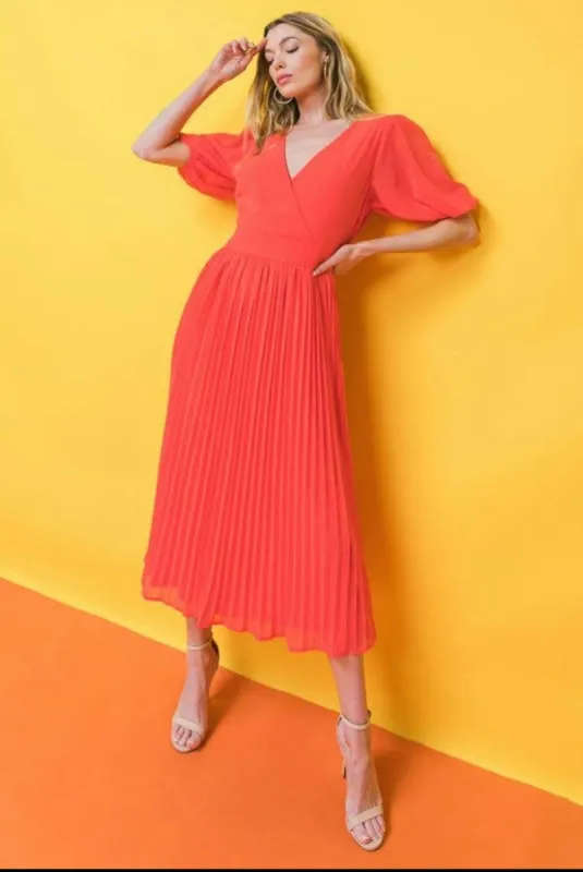 Pleated Midi Dress sold by Valencia Boutique