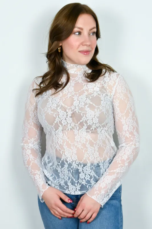 Sheer Lace Top (S-3X) sold by Valencia Boutique