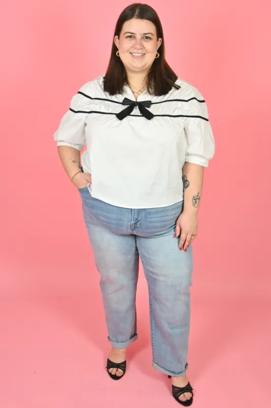 Poplin Bow Blouse (S-3X) sold by Valencia Boutique