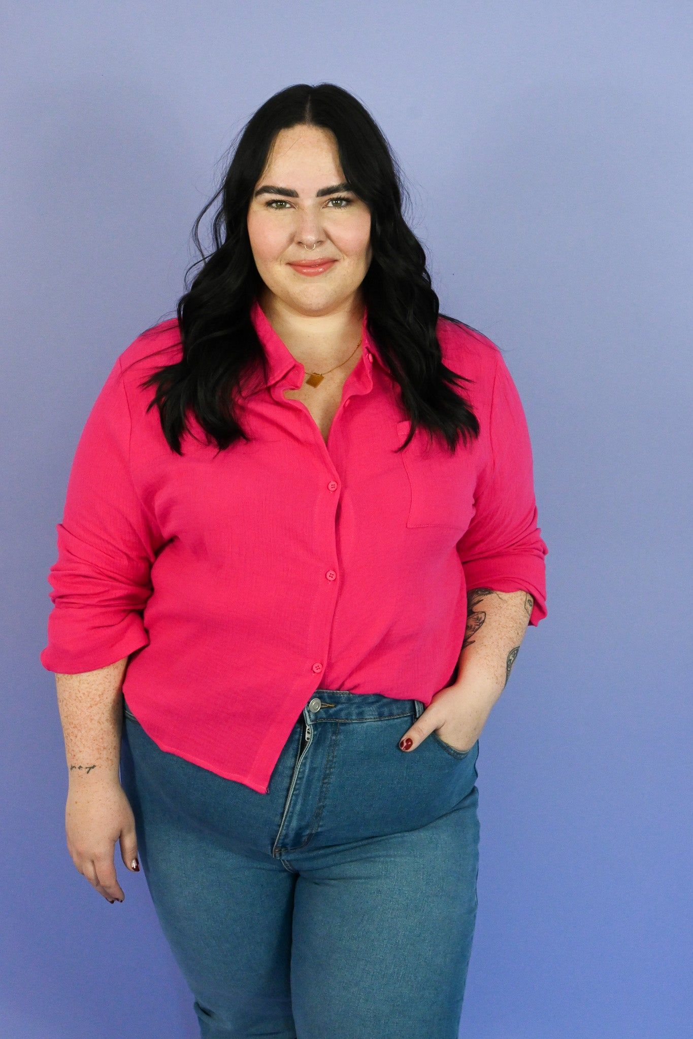 CURVE Textured Button Down Top sold by Valencia Boutique product image thumbnail 2