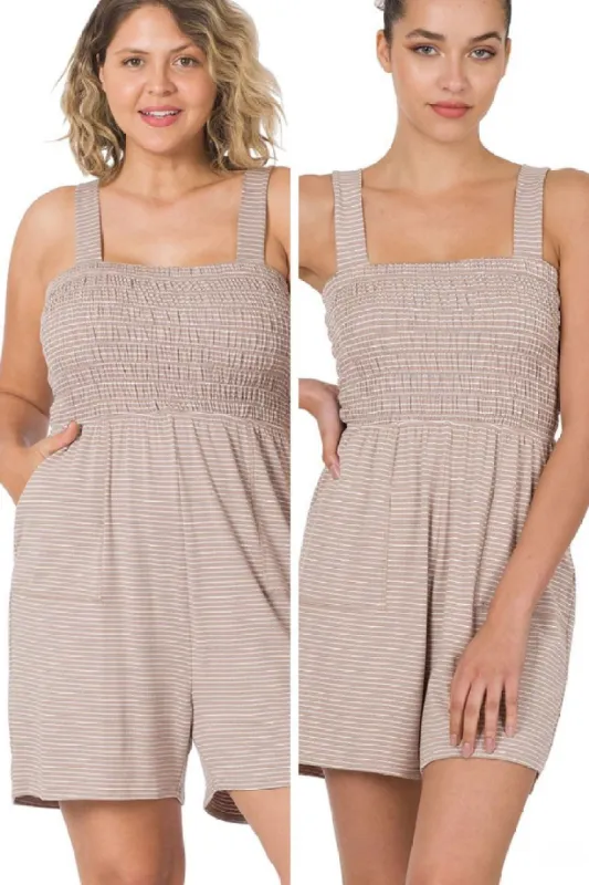 Striped Romper (S-3X) sold by Valencia Boutique