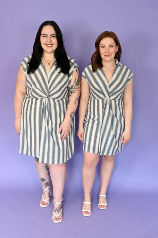 Striped Twist Mini Dress (S-3X) sold by Valencia Boutique