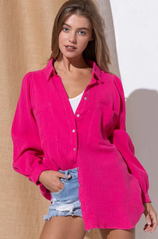 Textured Button Down Top sold by Valencia Boutique