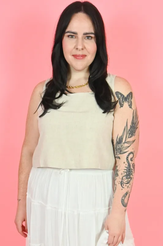 CURVE Linen Top sold by Valencia Boutique