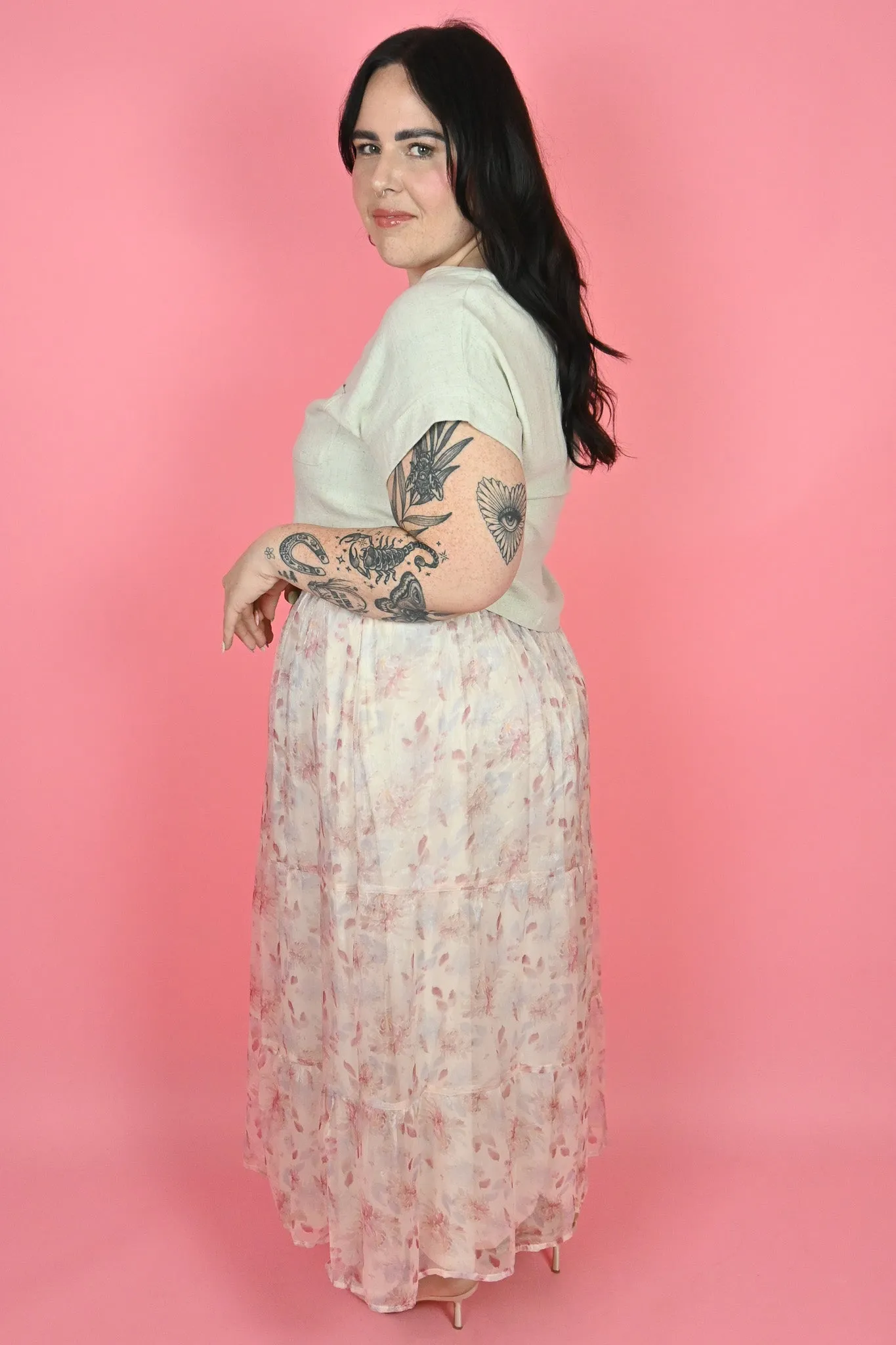 CURVE Floral Flowy Skirt sold by Valencia Boutique product image thumbnail 4