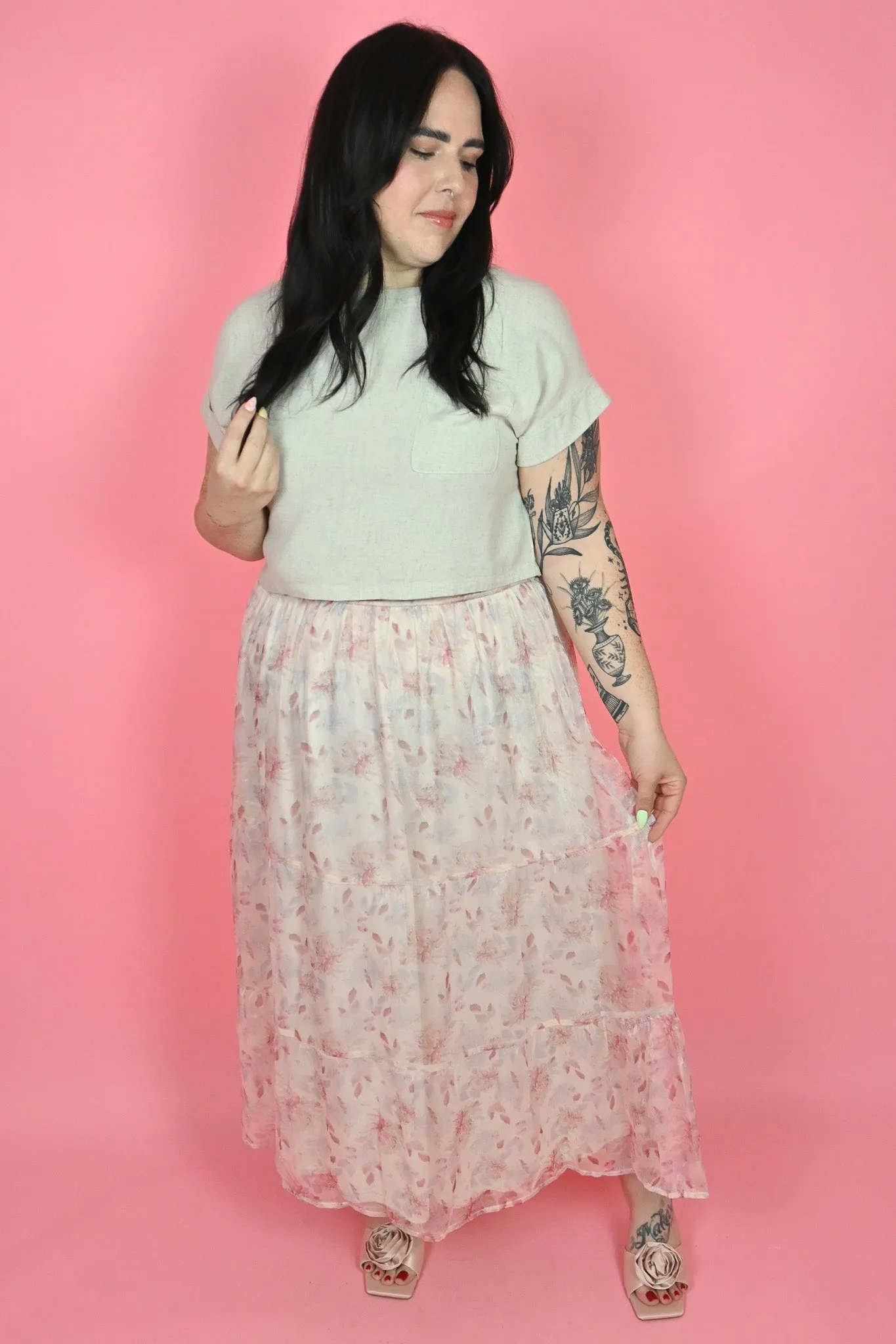 CURVE Floral Flowy Skirt sold by Valencia Boutique product image thumbnail 3