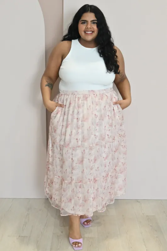CURVE Floral Flowy Skirt sold by Valencia Boutique