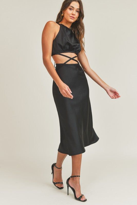 Satin Cut Out Midi Dress sold by Valencia Boutique product image thumbnail 5