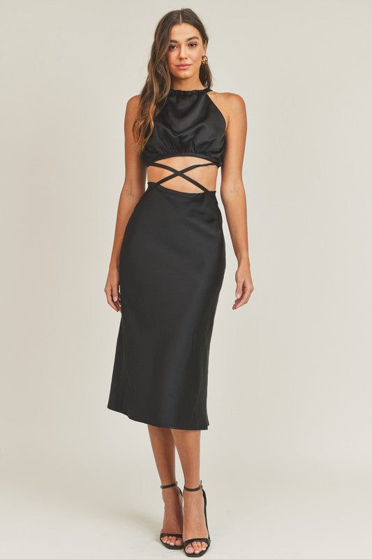 Satin Cut Out Midi Dress sold by Valencia Boutique product image thumbnail 2