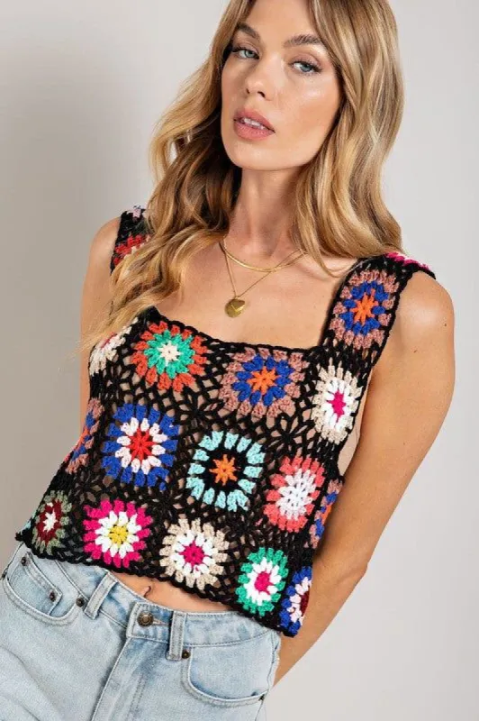 Crochet Cropped Tank (S-3X) sold by Valencia Boutique