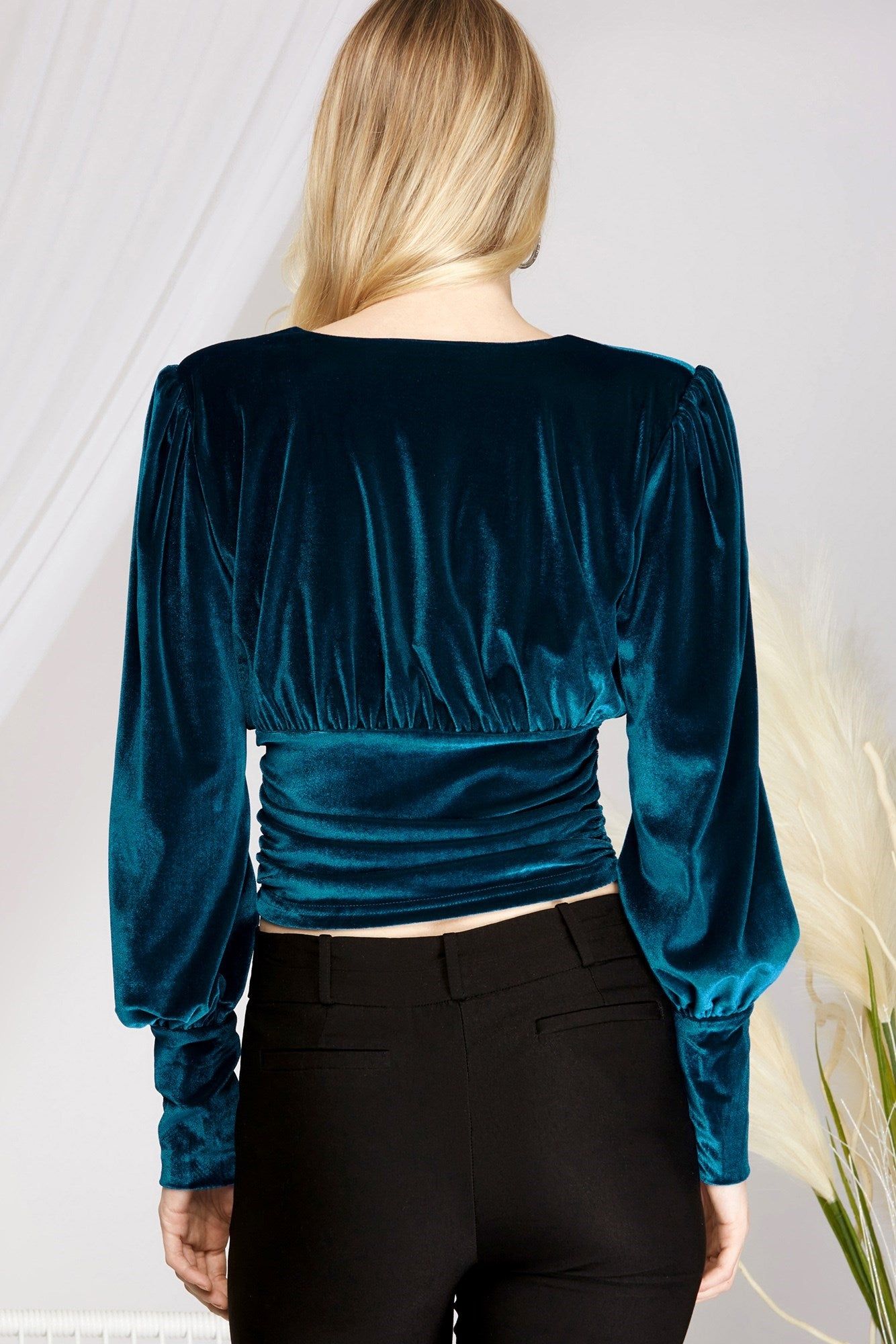 Puff Sleeve Velvet Top sold by Valencia Boutique product image thumbnail 2