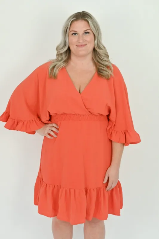 Ruffle Sleeve Mini Dress (S-2X) sold by Valencia Boutique