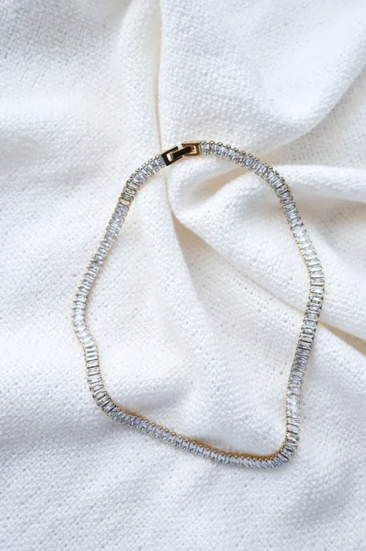 Baguette Tennis Necklace sold by Valencia Boutique