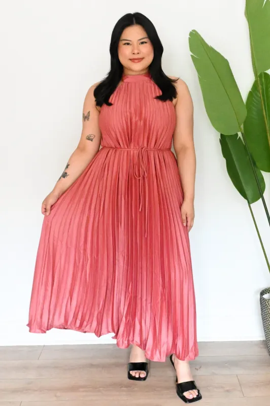 Pleated Halter  Midi Dress sold by Valencia Boutique