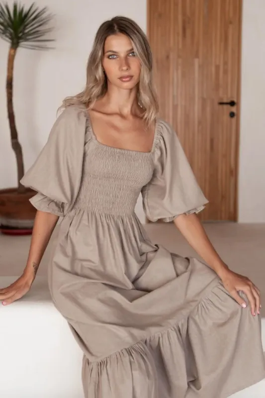 Almeria Linen Dress (S-3X) sold by Valencia Boutique