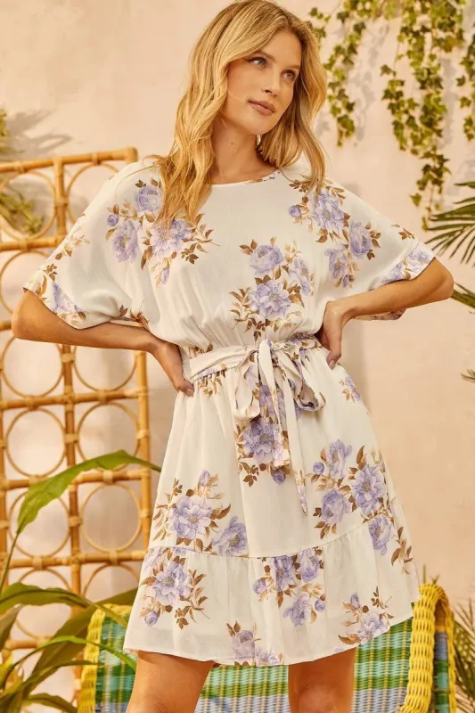 Lavender Print Dress sold by Valencia Boutique