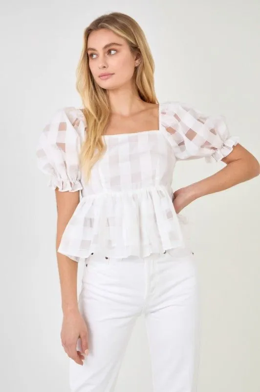 Organza Puff Sleeve Top sold by Valencia Boutique