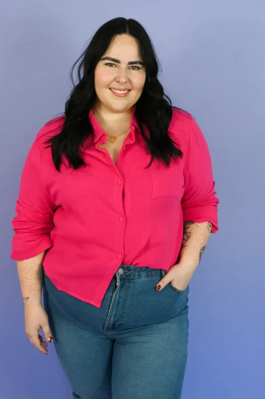 CURVE Textured Button Down Top sold by Valencia Boutique