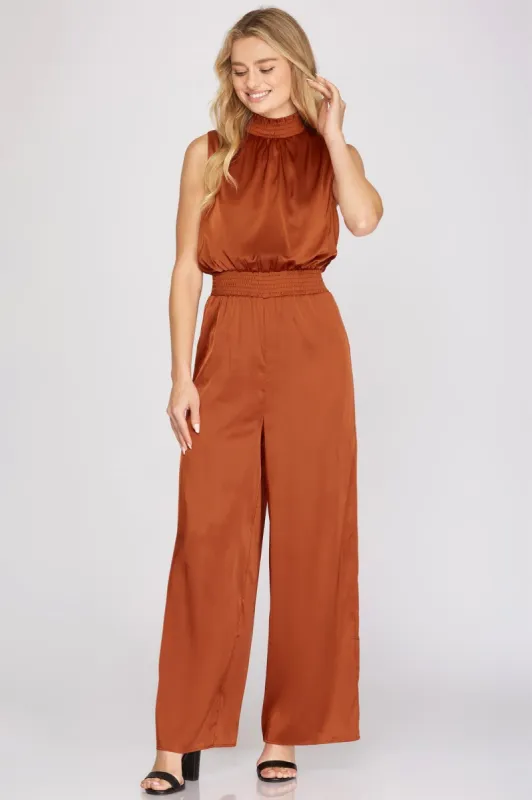 Halter Neck Satin Jumpsuit sold by Valencia Boutique