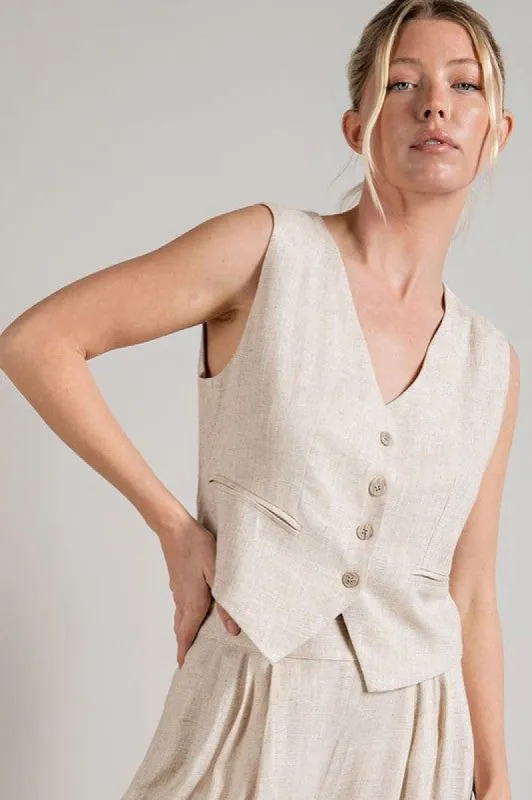 Linen Vest sold by Valencia Boutique