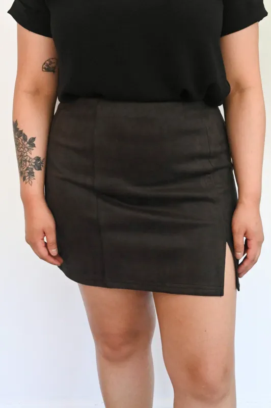 Faux Suede Skirt (S-2X) sold by Valencia Boutique