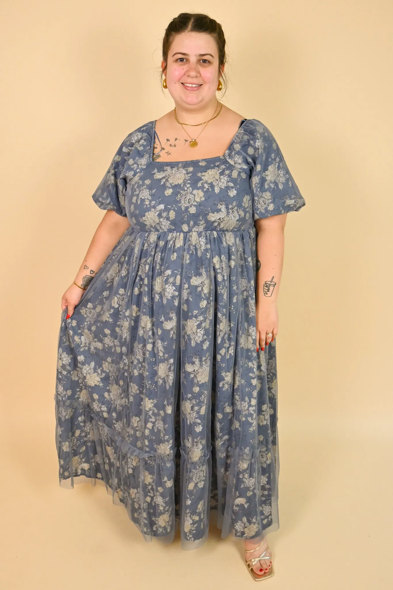 CURVE Floral Mesh Maxi Dress sold by Valencia Boutique