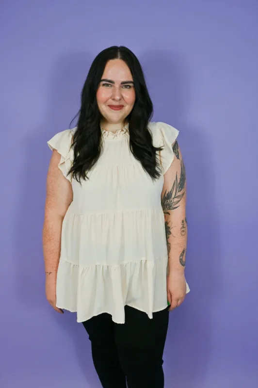 CURVE Ruffle Sleeve Babydoll sold by Valencia Boutique