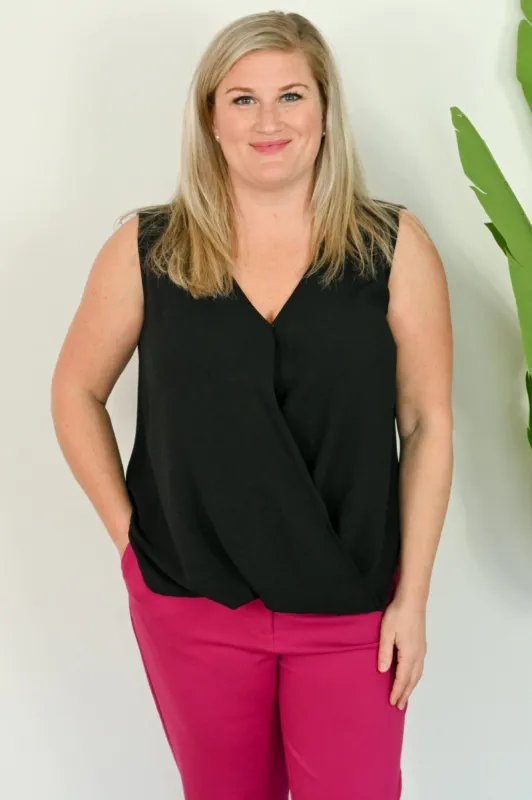 CURVE Wrap Sleeveless Blouse sold by Valencia Boutique