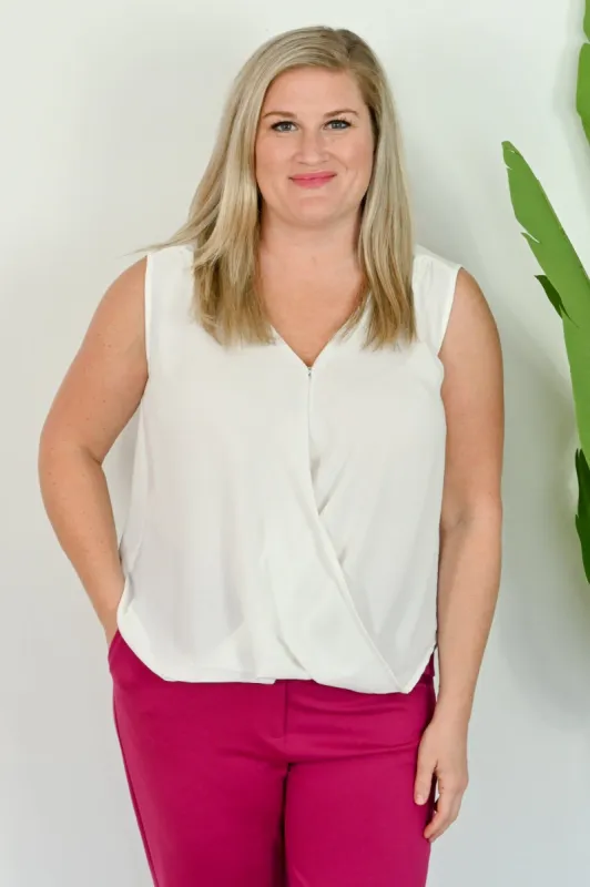 CURVE Wrap Sleeveless Blouse sold by Valencia Boutique