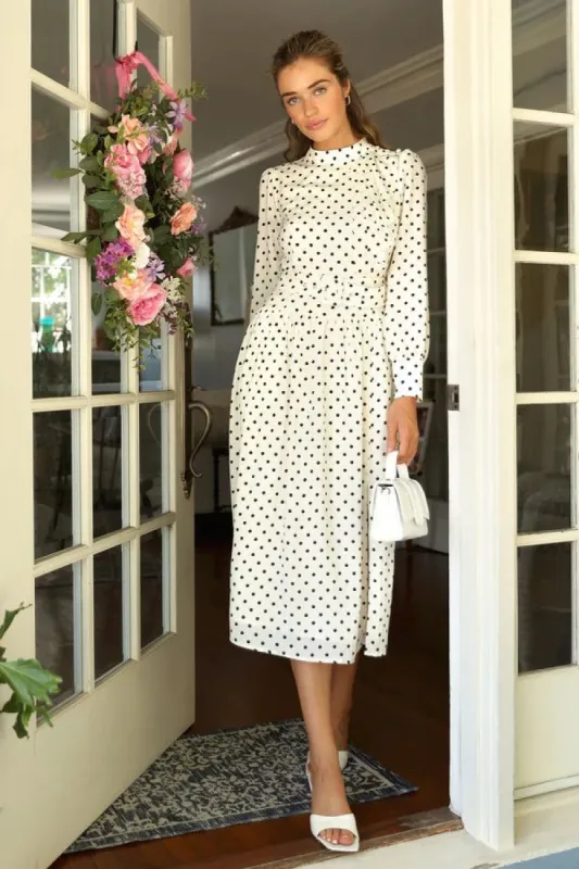 Kate Polka Dot Midi Dress sold by Valencia Boutique