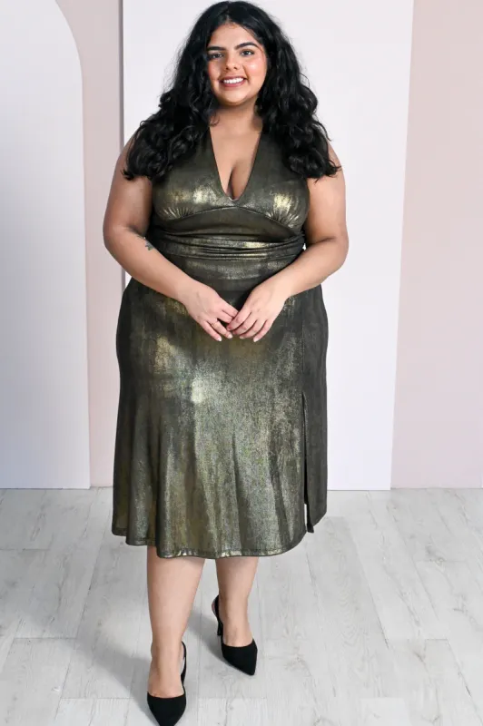 CURVE Bronze Midi Dress sold by Valencia Boutique