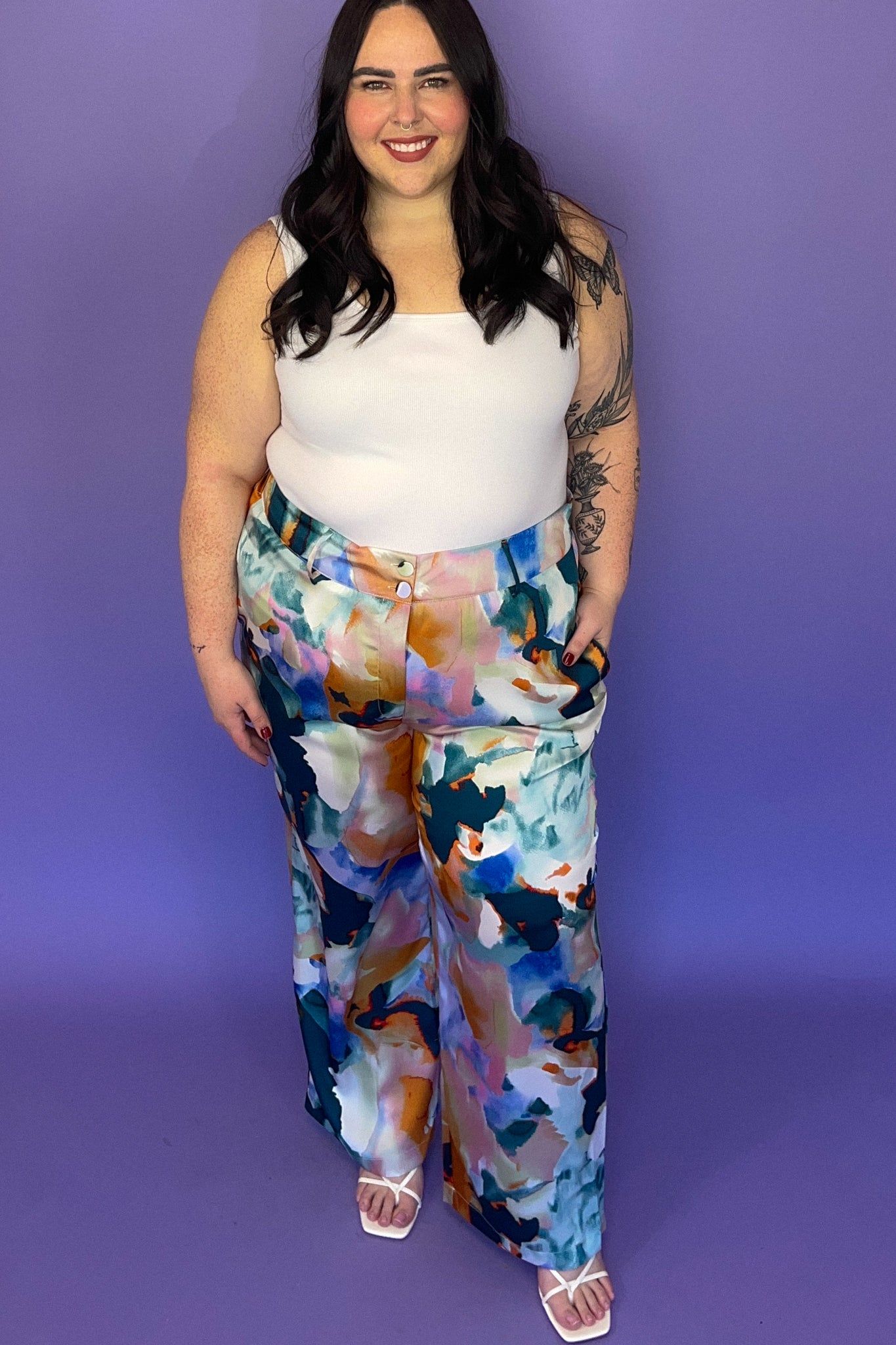 Printed Wide Leg Pant sold by Valencia Boutique