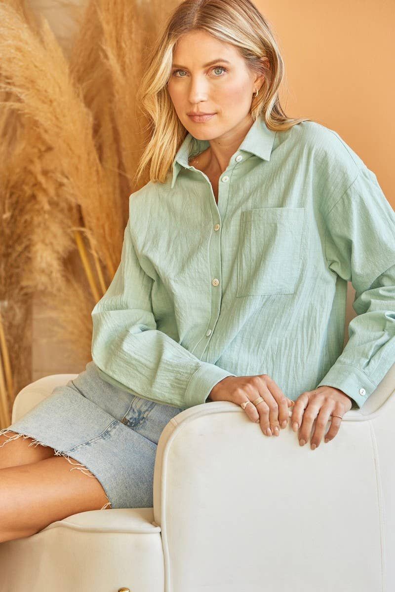 Mint Button Up Shirt (S-3X) sold by Valencia Boutique product image thumbnail 3