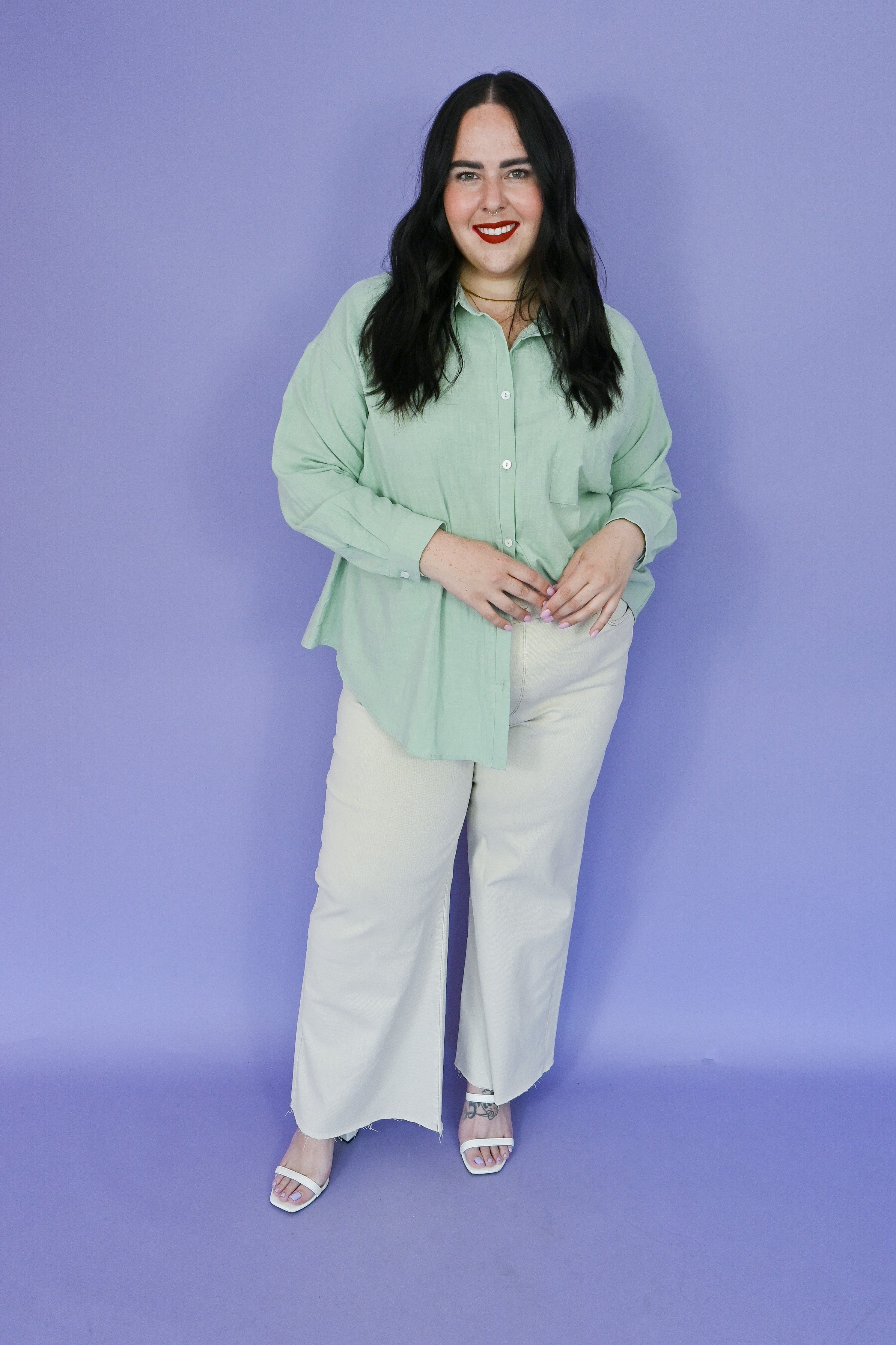 Mint Button Up Shirt (S-3X) sold by Valencia Boutique product image thumbnail 2