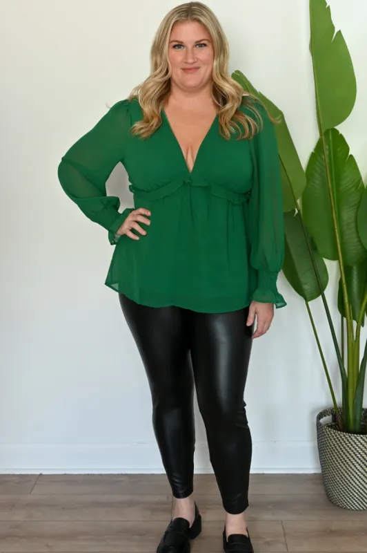 CURVE Ruffle Trim Blouse sold by Valencia Boutique