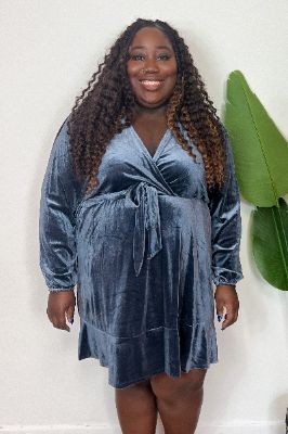 CURVE Velvet Wrap Dress sold by Valencia Boutique